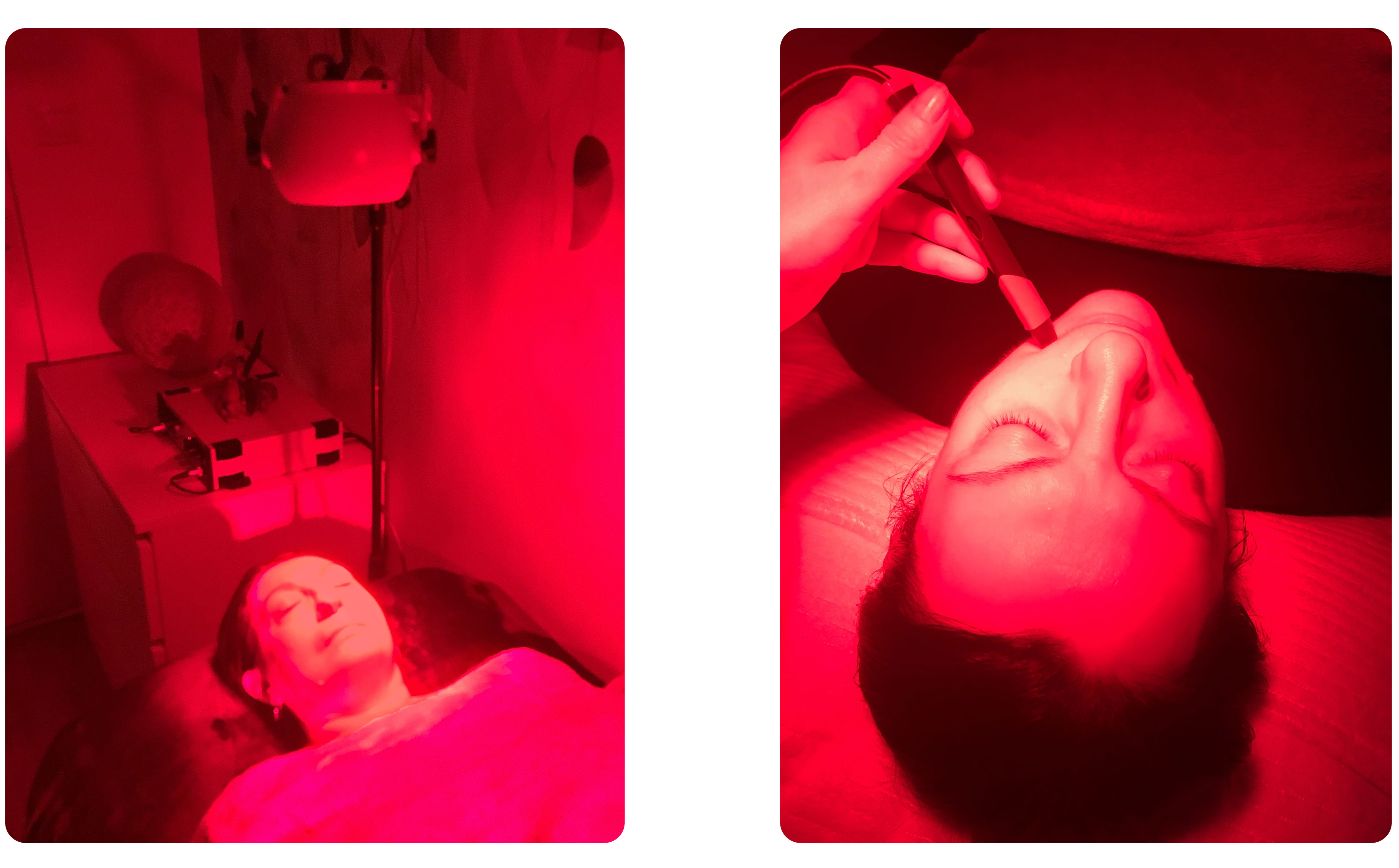 Visage sous la couleur rouge - visage massé au crayon cibleur sous la couleur rouge